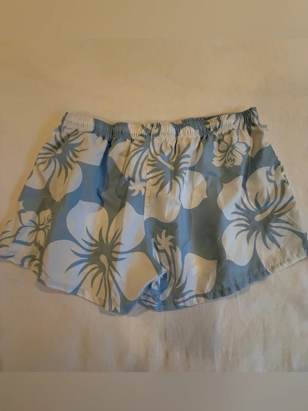 Men's Light Blue Floral Swim Bermudas with Drawstring